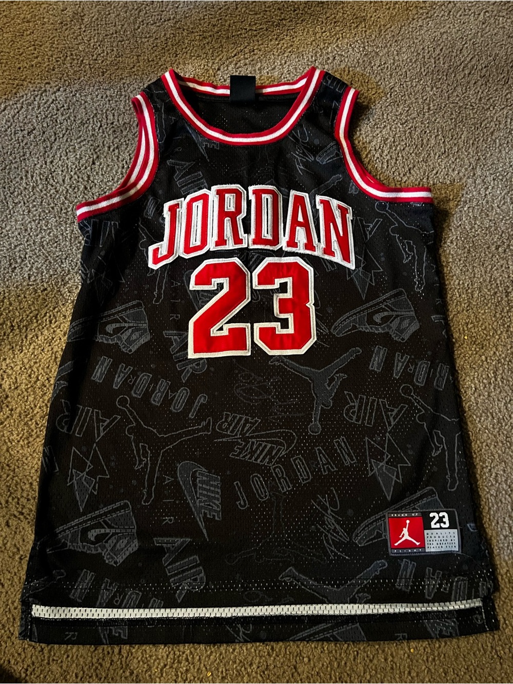 Jordan 23 Black Red Basketball Jersey Jumpman
